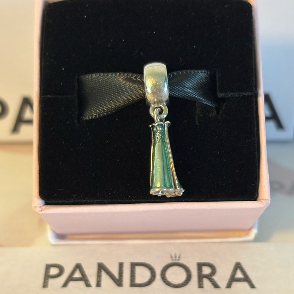 Discontinued Disney’s Pandora Elsa’s Silver and Green Dress Charm